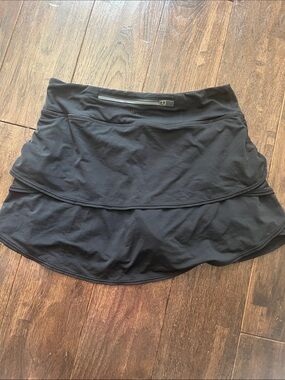 Athleta Black Athletic Layered Skort with Zip Pocket